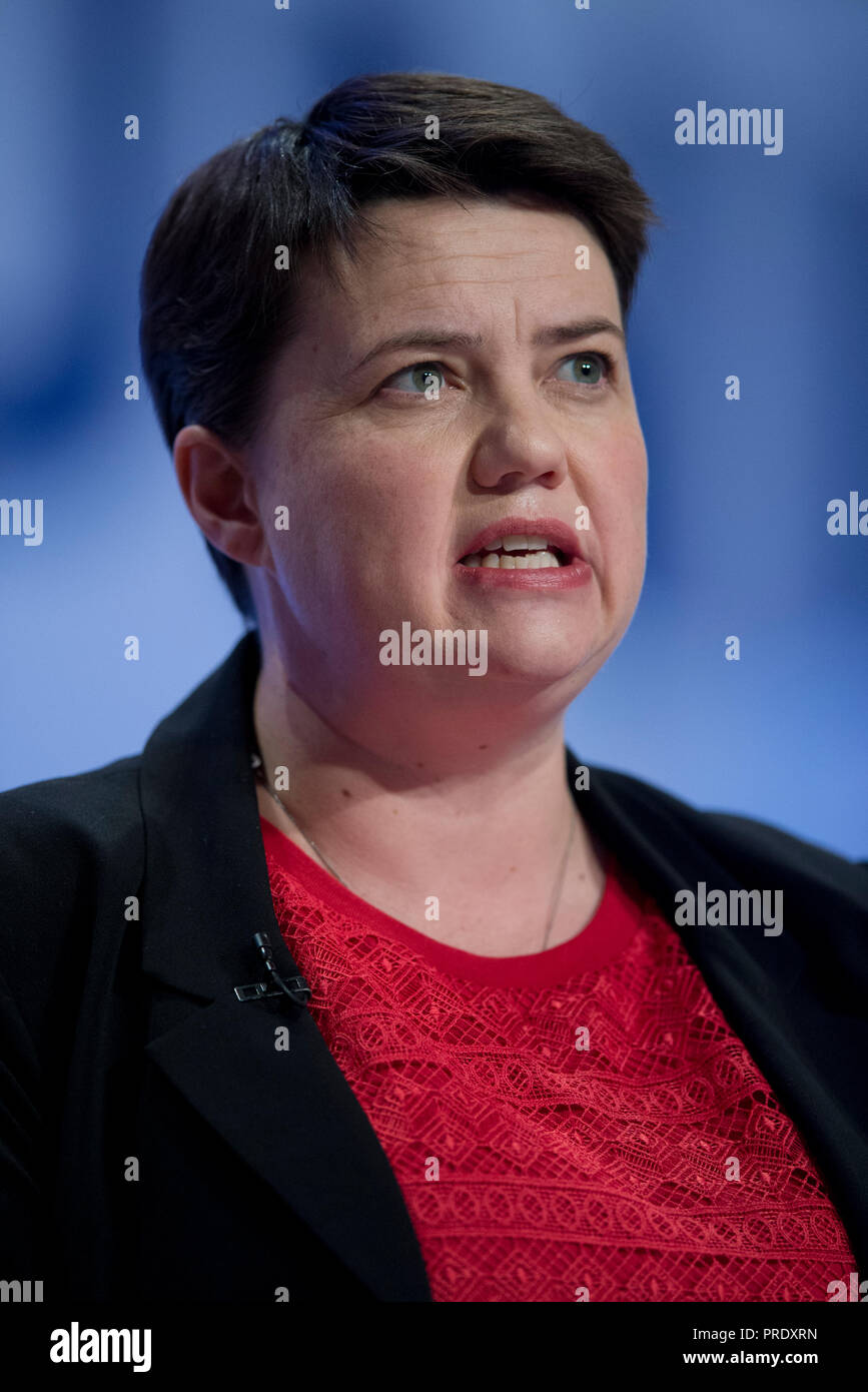 Birmingham, UK. 1st October 2018. Ruth Davidson, Leader of the Scottish Conservative Party, speaks at the Conservative Party Conference in Birmingham. © Russell Hart/Alamy Live News. Stock Photo