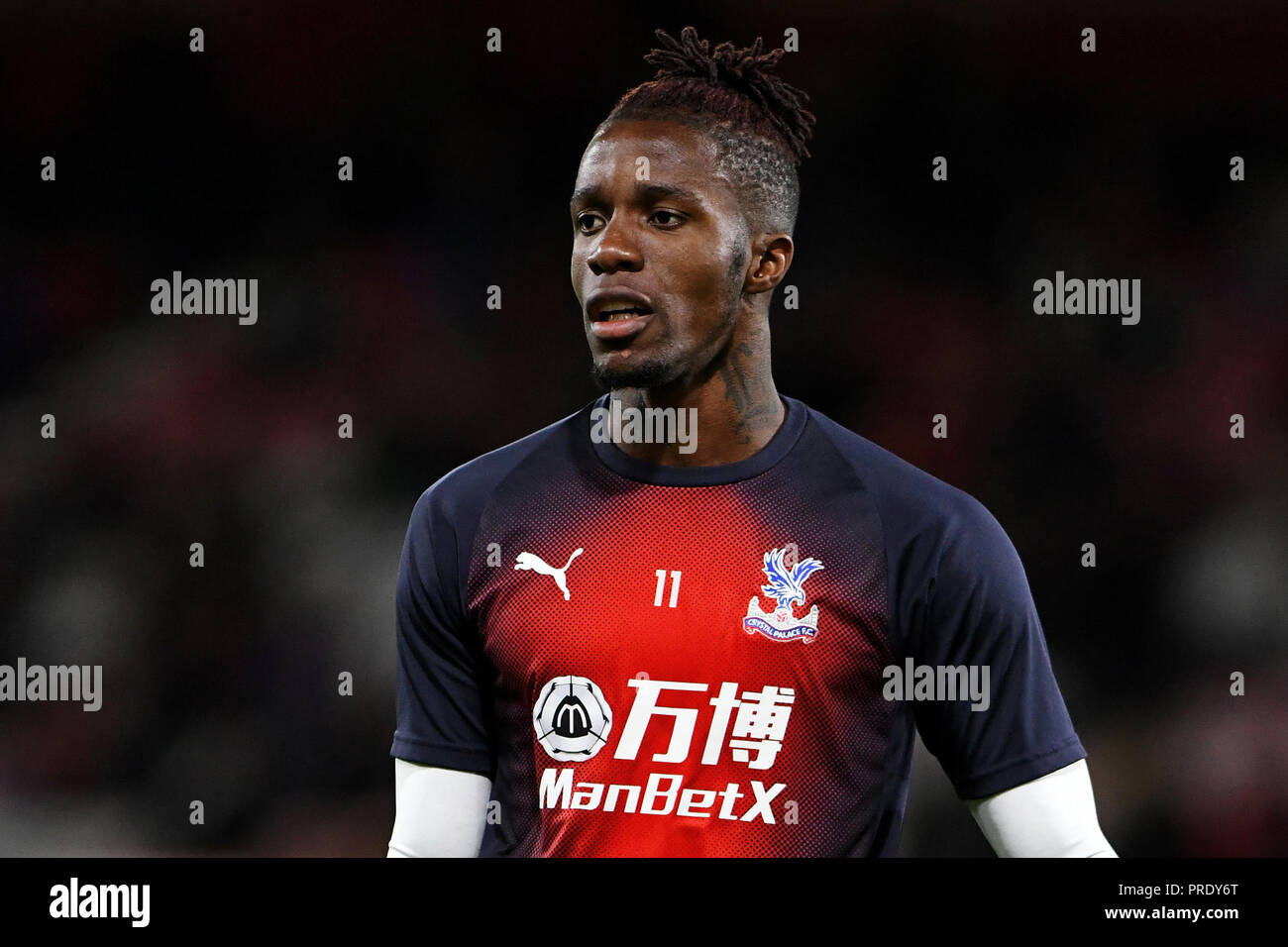 Bournemouth, UK. 1st Oct 2018. Wilfried Zaha of Crystal Palace - AFC Bournemouth v Crystal Palace, Premier League, Vitality Stadium, Bournemouth - 1st October 2018  STRICTLY EDITORIAL USE ONLY - DataCo rules apply - No use with unauthorised audio, video, data, fixture lists, club/league logos or 'live' services. Online in-match use limited to 75 images, no video emulation. No use in betting, games or single club/league/player publications. Credit: Richard Calver/Alamy Live News Stock Photo