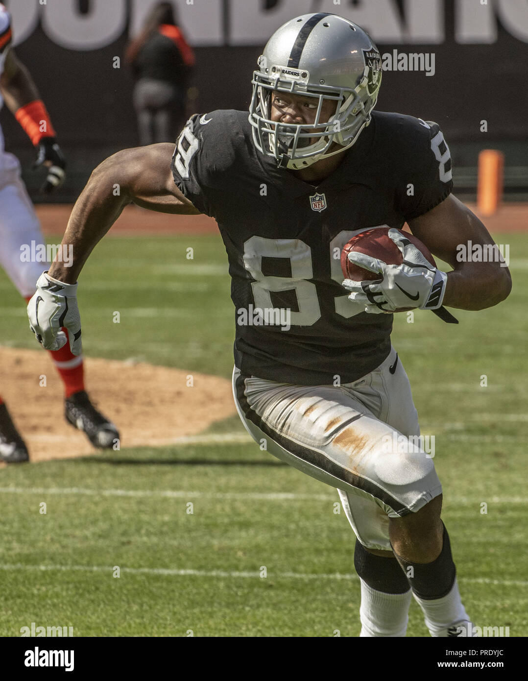 Oakland Raiders' Amari Cooper runs after a catch against the