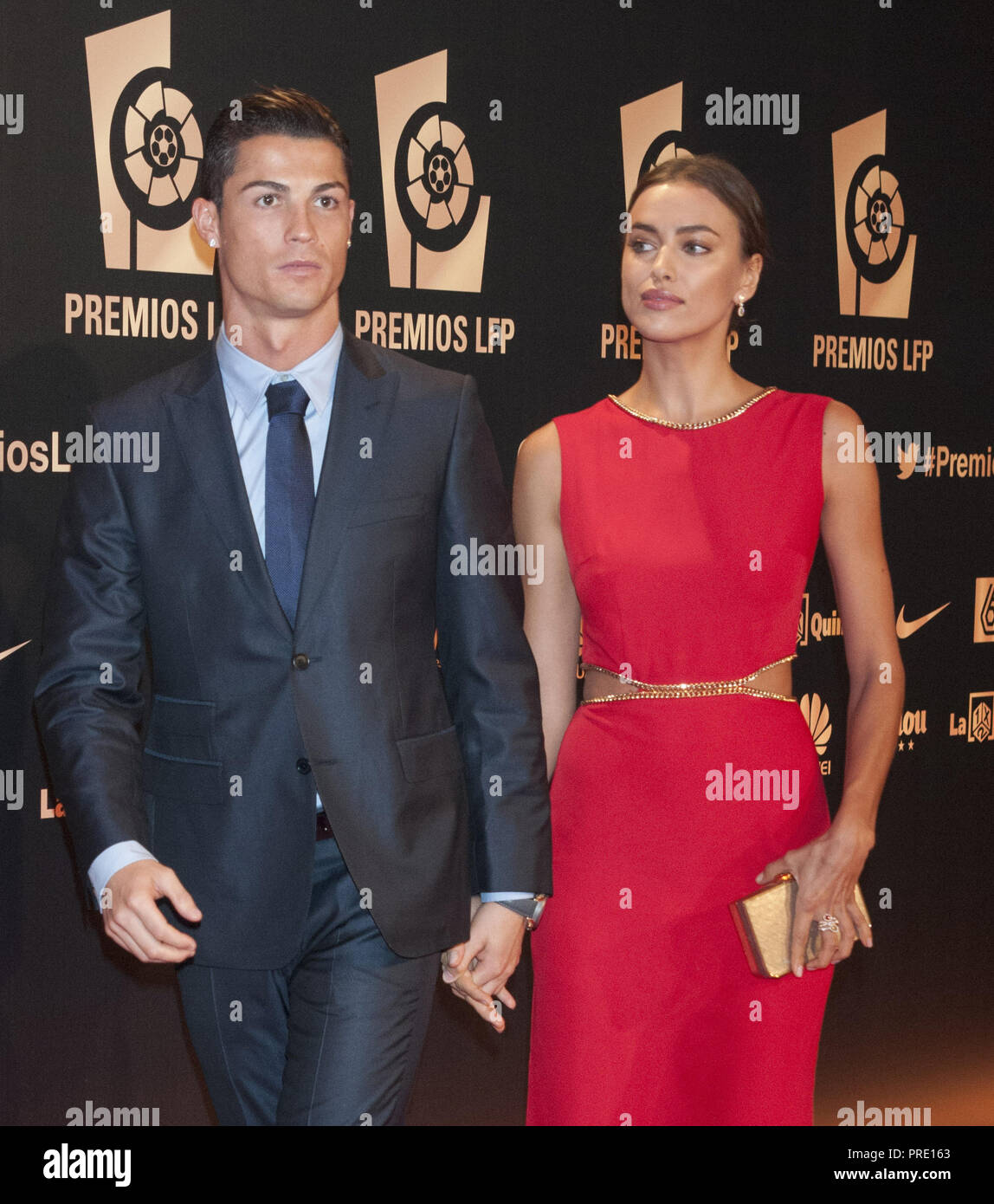MADRID, SPAIN - OCTOBER 27:   Cristiano Ronaldo and Irina Shayk attends the LFP (Professional Football League) Awards Gala 2014 on October 27, 2014 in Madrid, Spain.   People:  Cristiano Ronaldo and Irina Shayk Stock Photo