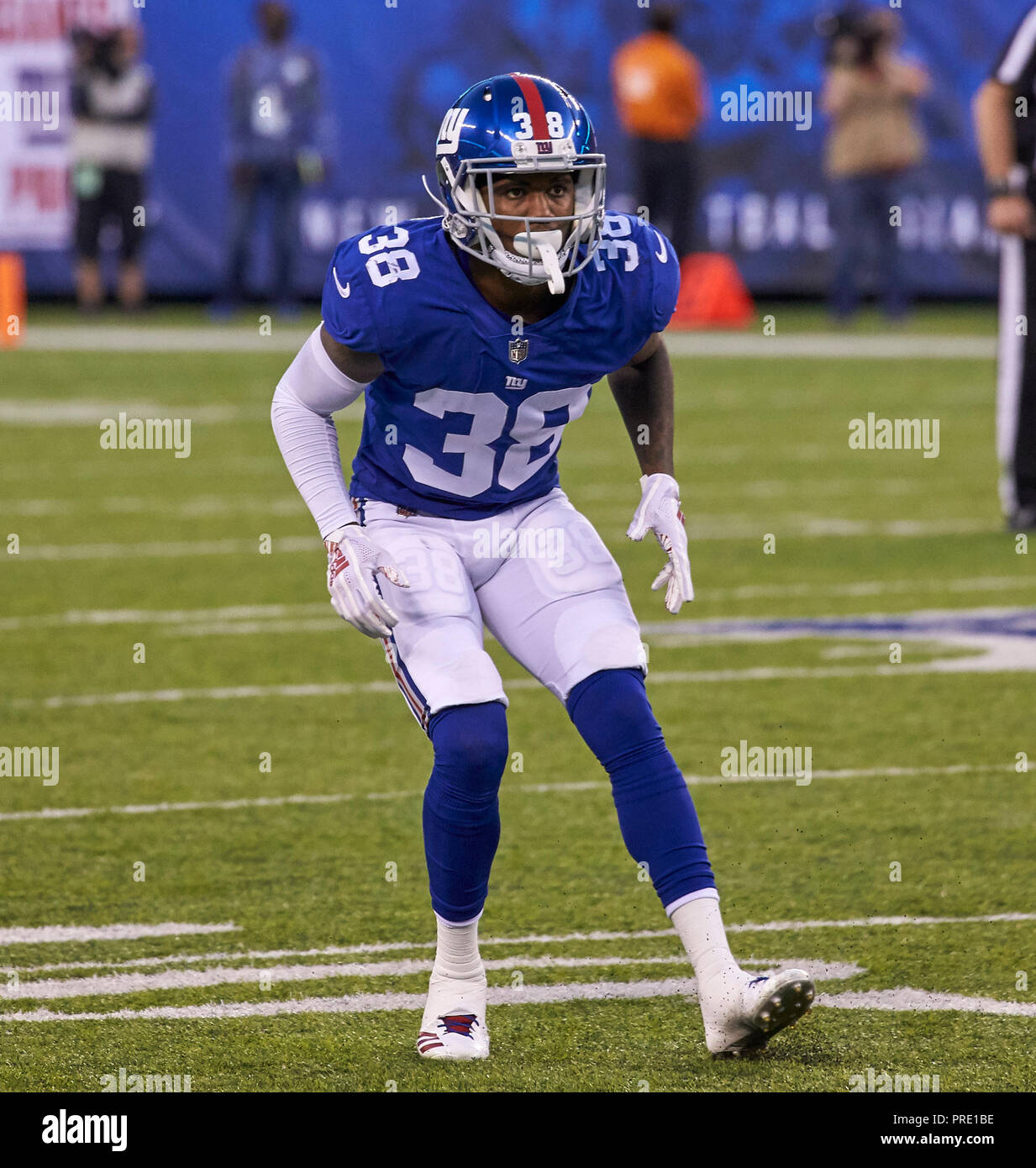 East Rutherford, New Jersey, USA. 1st Oct, 2018. New York Giants cornerback  Donte' Deayon (38) during a NFL game between the New Orlean Saints and the New  York Giants at MetLife Stadium