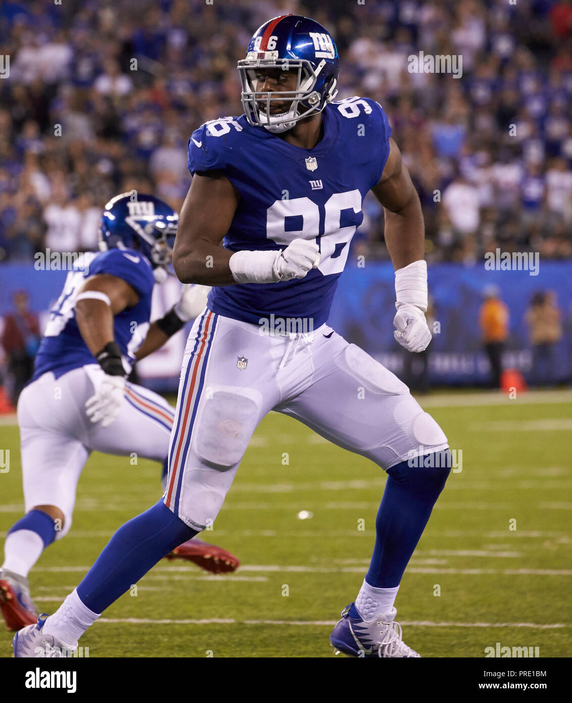 East Rutherford, New Jersey, USA. 1st Oct, 2018. New York Giants linebacker  Kareem Martin (96) during a NFL game between the New Orlean Saints and the New  York Giants at MetLife Stadium