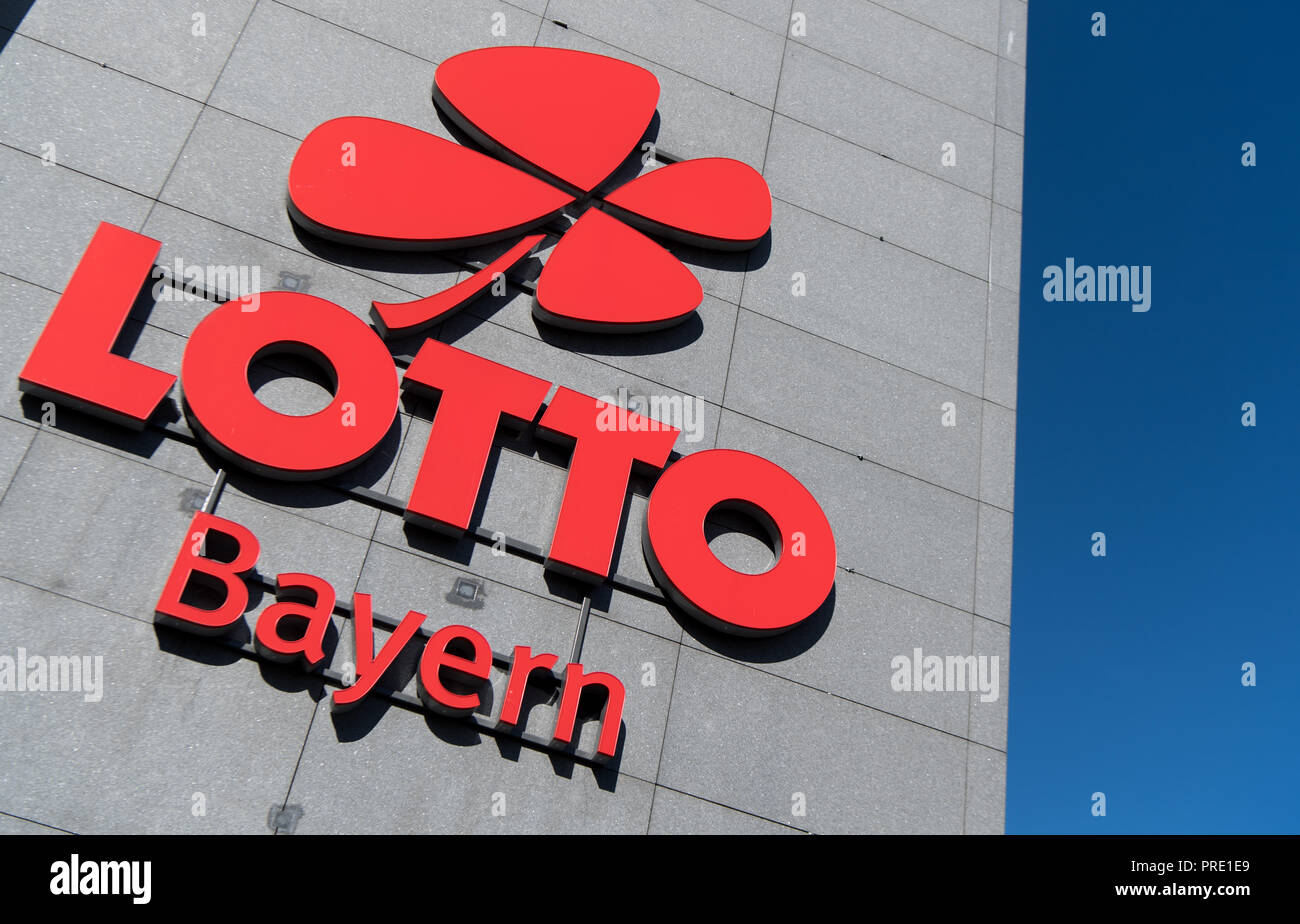 Munich, Bavaria. 12th Sep, 2018. The logo and the lettering "Lotto Bayern"  can be seen at the company building of the Lotto headquarters. Credit: Sven  Hoppe/dpa/Alamy Live News Stock Photo - Alamy