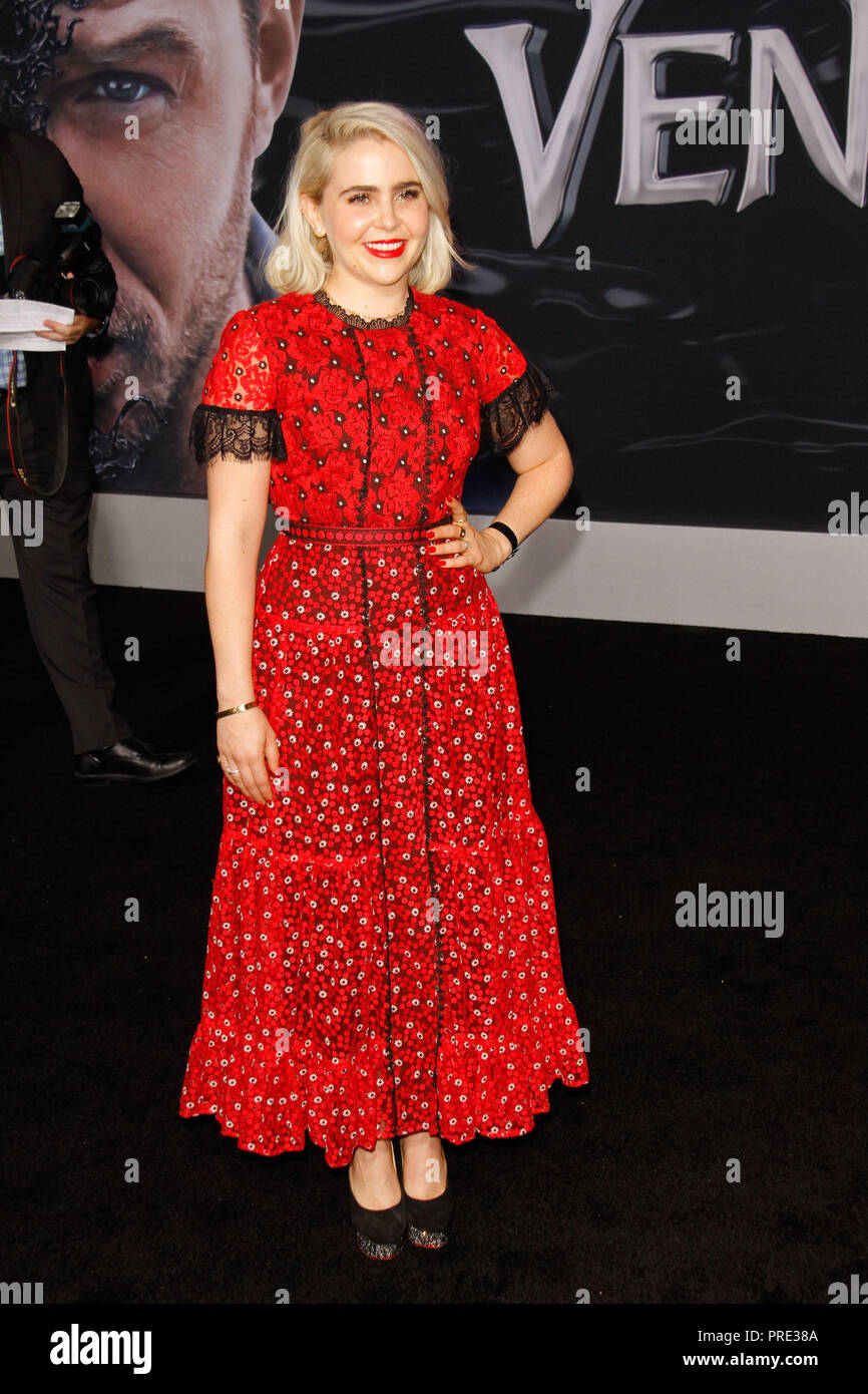 Mae Whitman at the World Premiere of Columbia Pictures' "Venom" held at