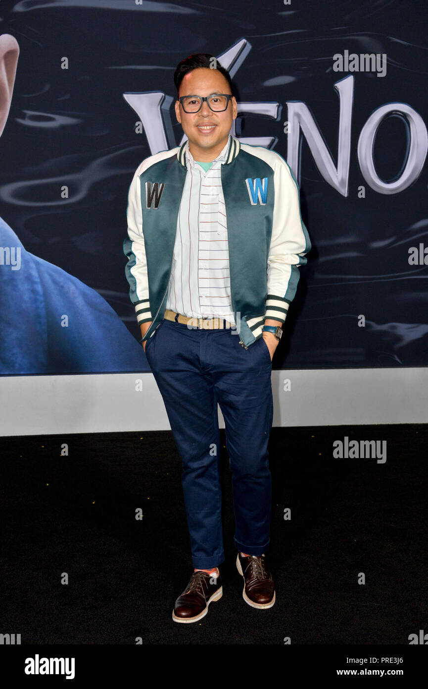 Los Angeles, USA. 01st Oct, 2018. LOS ANGELES, CA. October 01, 2018: Nico Santos at the world premiere for 'Venom' at the Regency Village Theatre. Picture Credit: Paul Smith/Alamy Live News Stock Photo