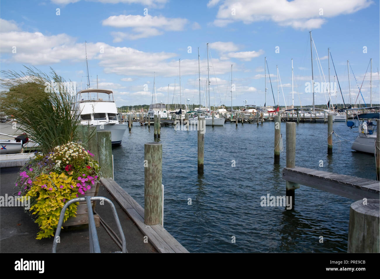 Boats and yacht docked in Mystic Connecticut Marina USA Stock Photo Alamy