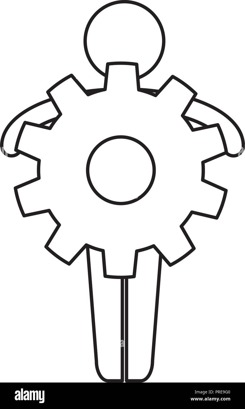 human figure silhouette with gears vector illustration design Stock ...