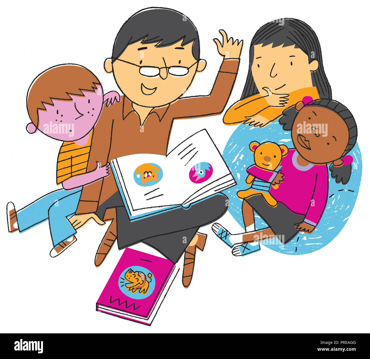 Family reading book together Stock Photo Alamy
