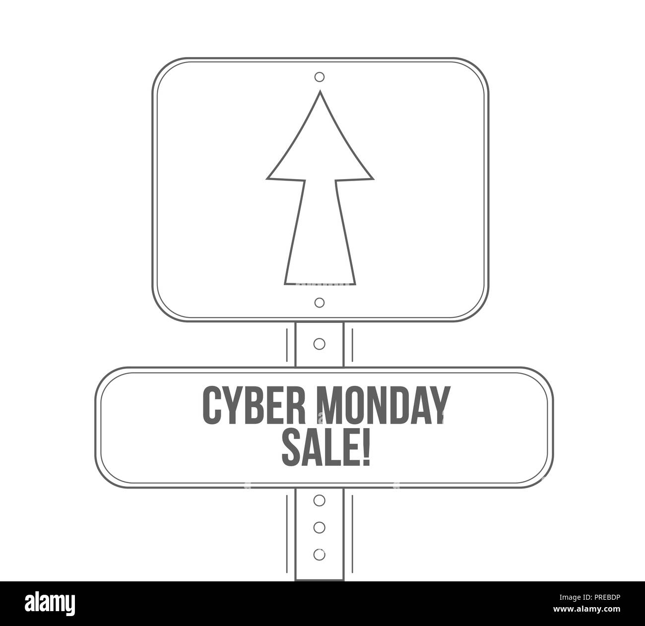 Cyber Monday Sale line street sign isolated over a white background Stock Photo