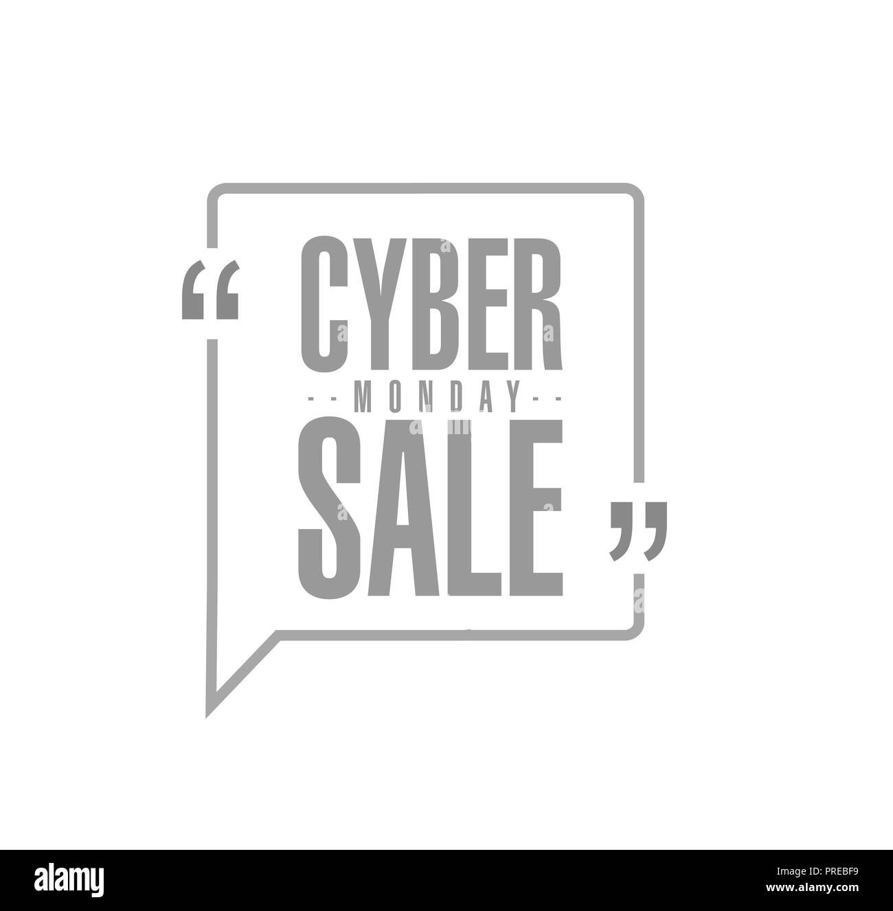 Cyber Monday Sale line quote message concept isolated over a white background Stock Photo
