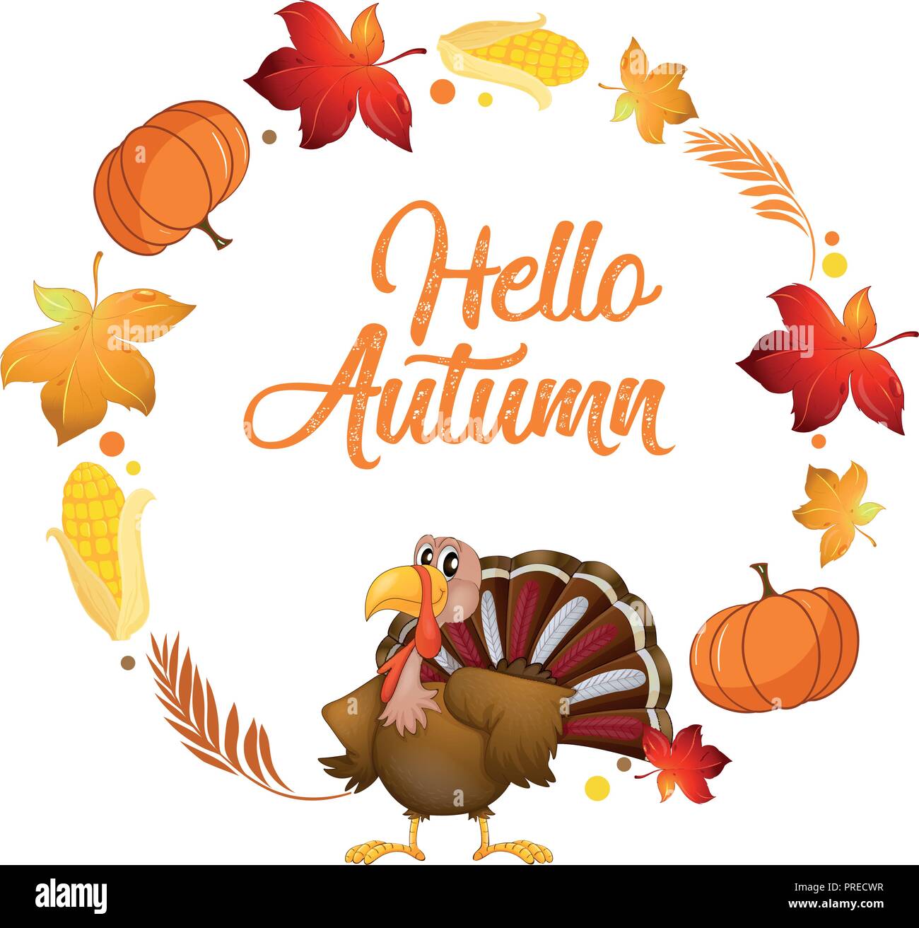 A turkey on autumn card template illustration Stock Vector Image & Art ...