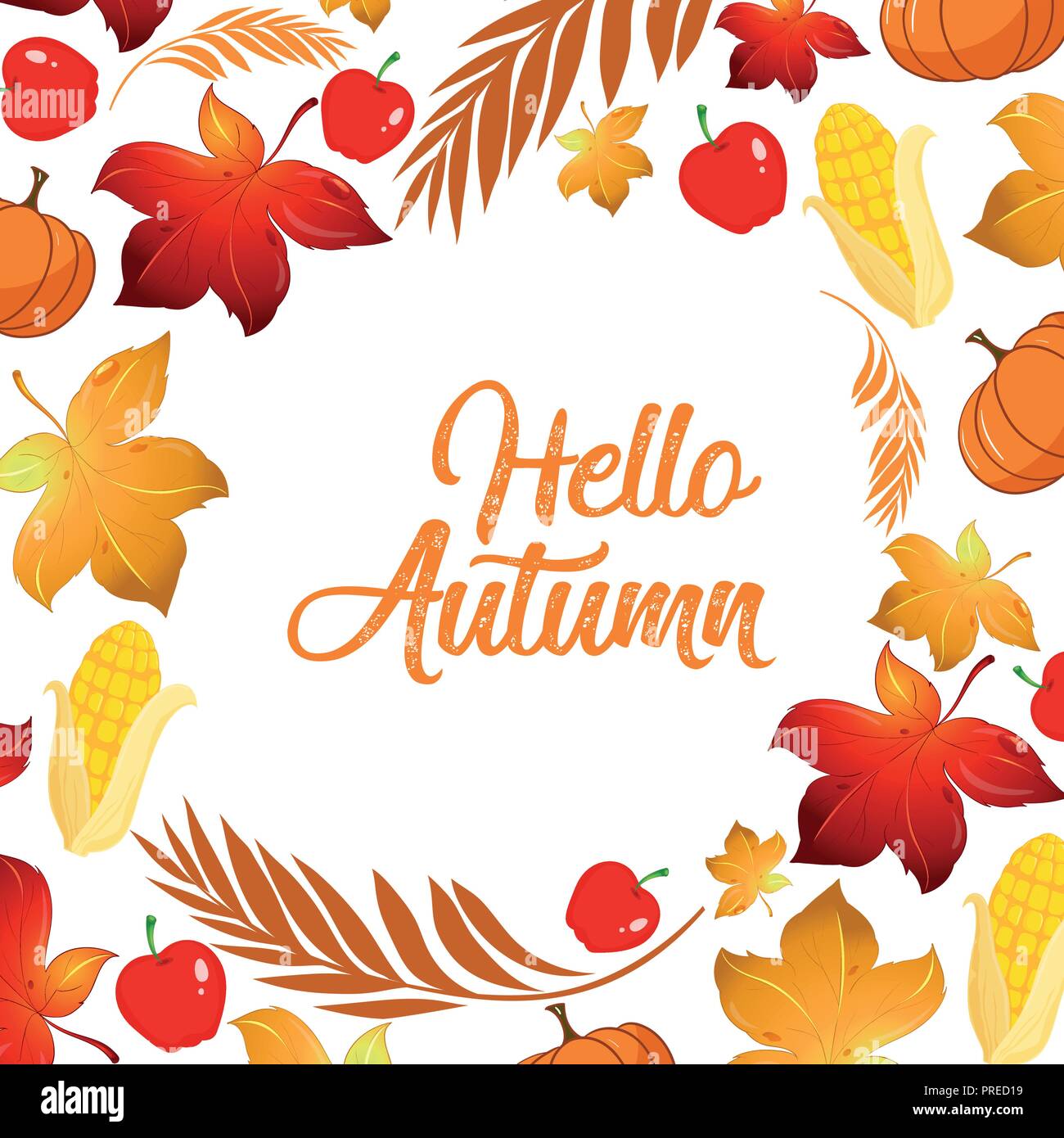 Hello autumn leaf template illustration Stock Vector Image & Art - Alamy