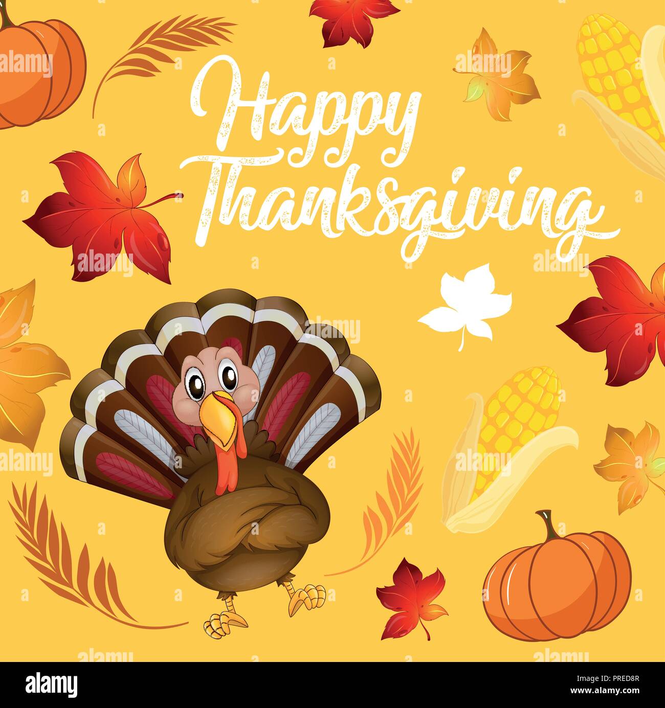 Turkey On Thanksgiving Background Illustration Stock Vector Image Art Alamy