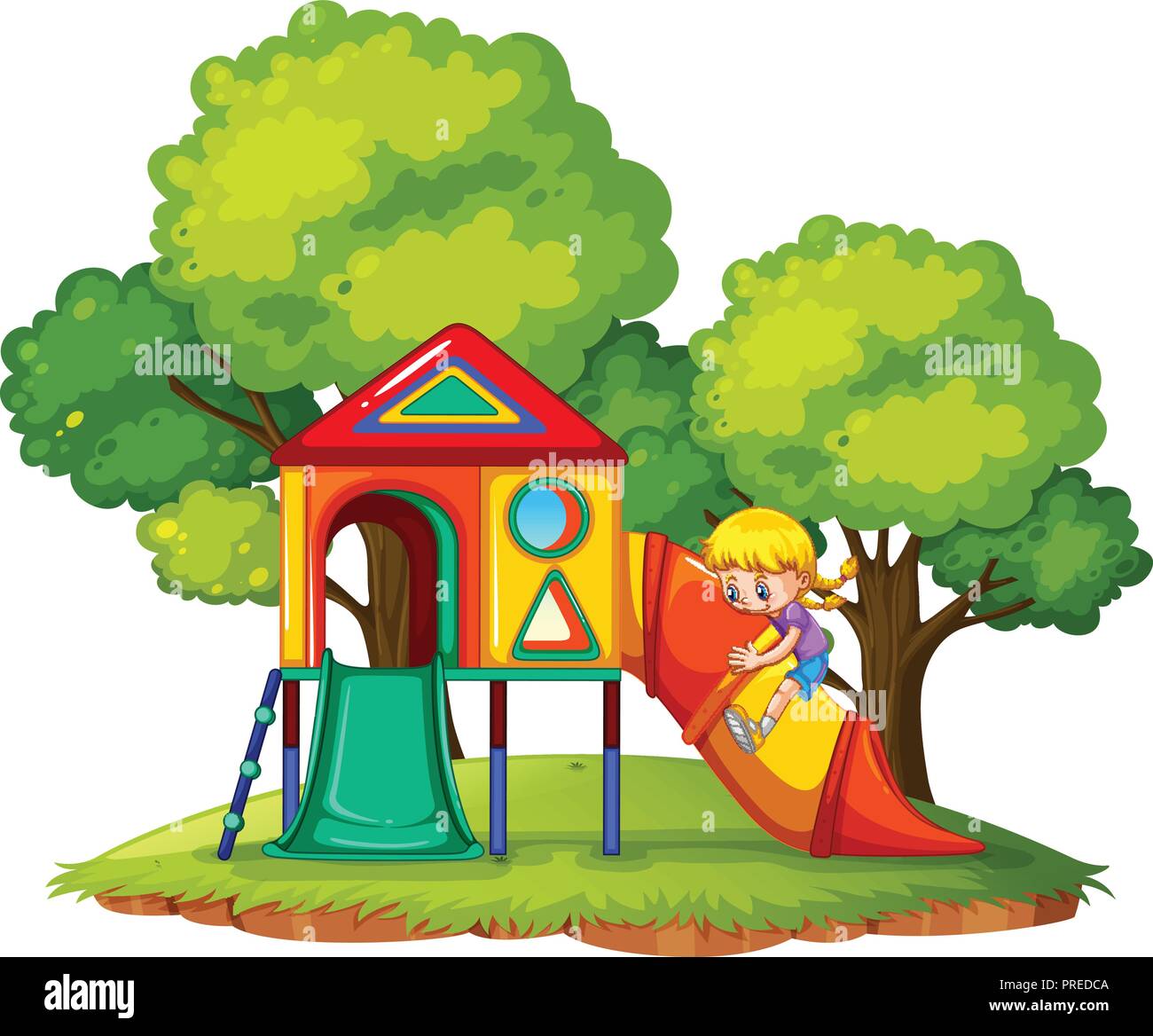 A girl playing slide at the park illustration Stock Vector Image & Art ...