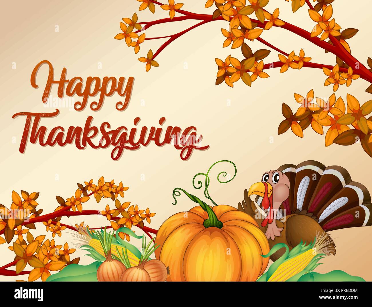 Happy Thanksgiving Card Template Illustration Stock Vector Image Art Alamy