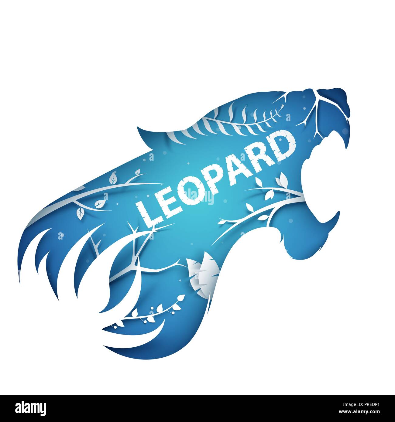 Cartoon paper branch. Leopard illustration. Stock Vector