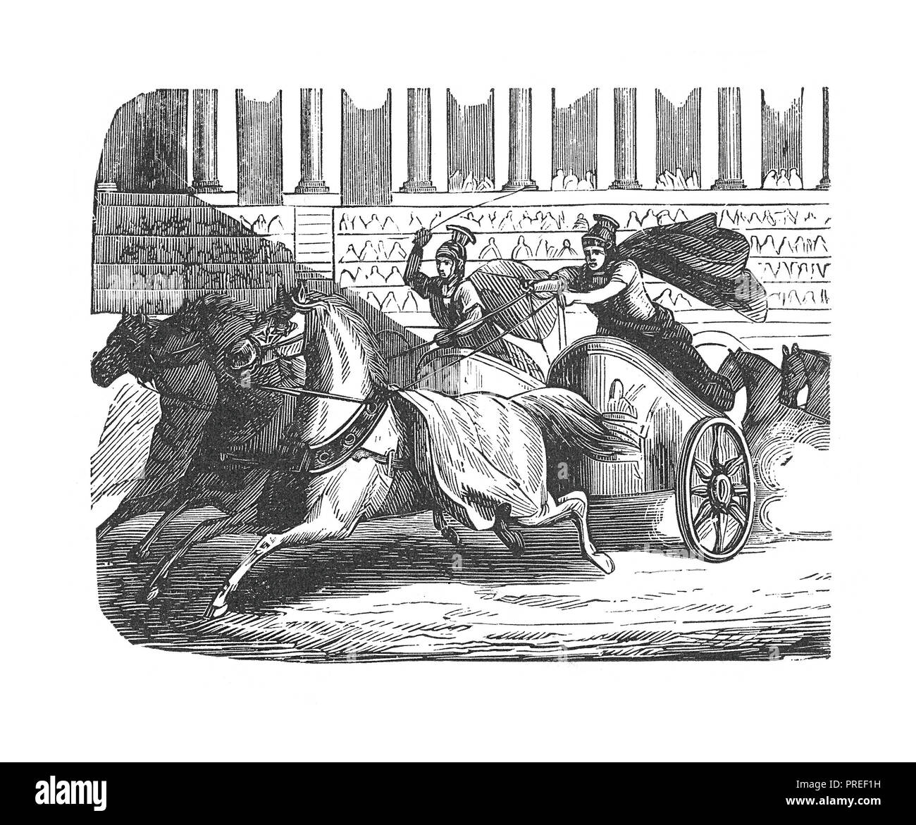 Original Artwork Of A Chariot Race Published In A Pictorial History Of The World s Great 