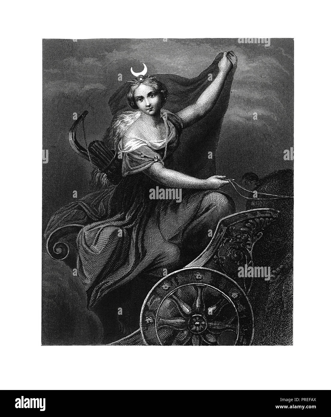 Original artwork of Diana, the goddess of the hunt, the moon and birthing. Published in A pictorial history of the world's great nations: from the ear Stock Photo