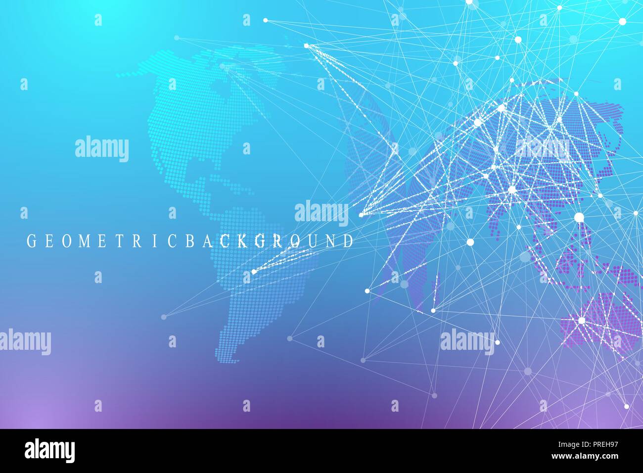 Technology abstract background with connected line and dots. Big data ...