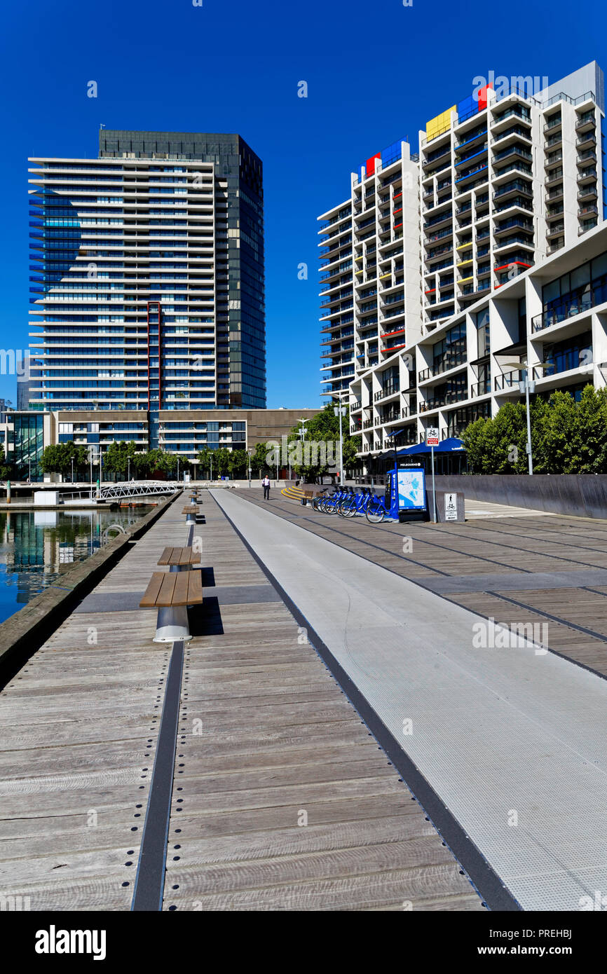 Rivers Edge, Docklands, Melbourne CBD City, Victoria, Australia Stock Photo