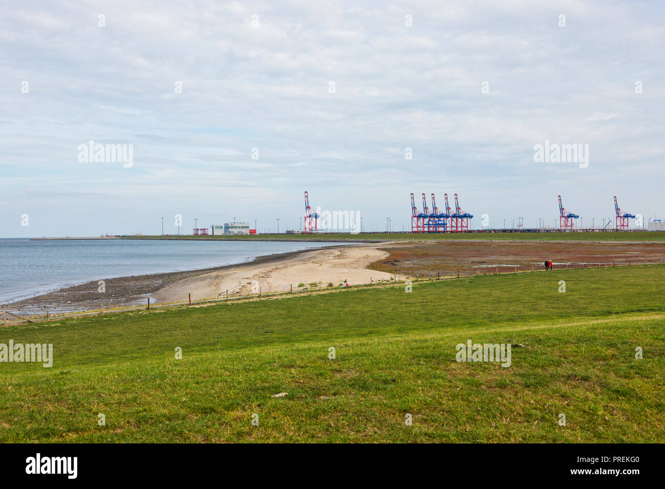 The empty JadeWeser Port, a rarely used deep water port at Wilhelmshaven, Lower Saxony, Germany Stock Photo