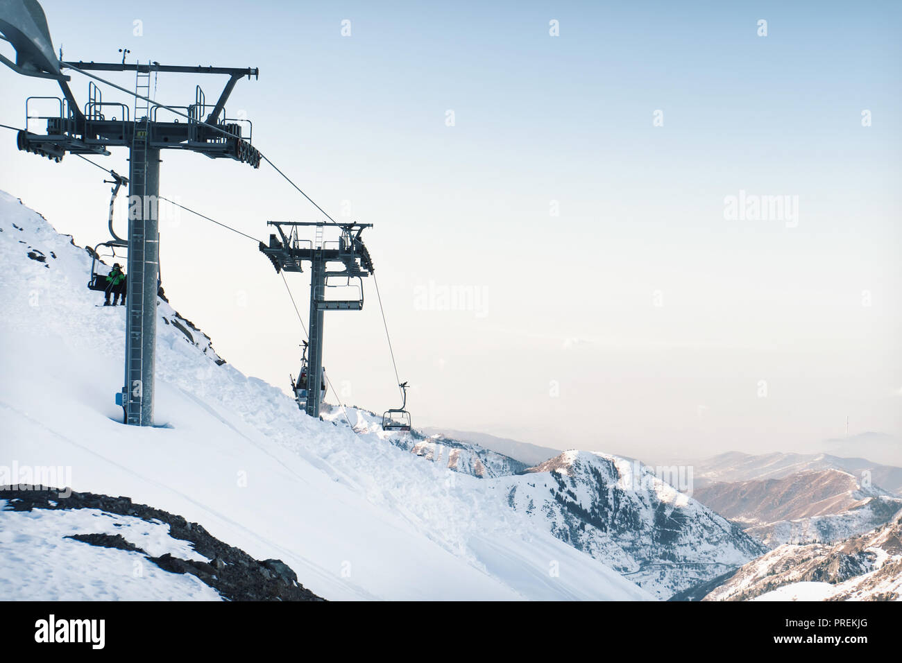 funicular in the mountains. ski resort Shymbulak, Kazakhstan Almaty