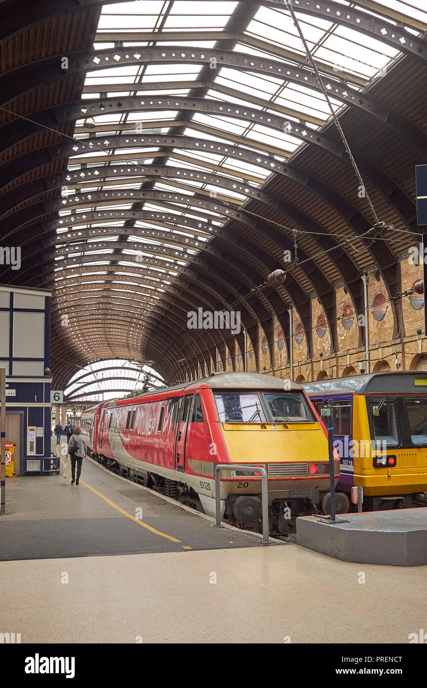 The majestic interior of the historic York Railway Station, Northern England, UK Stock Photo