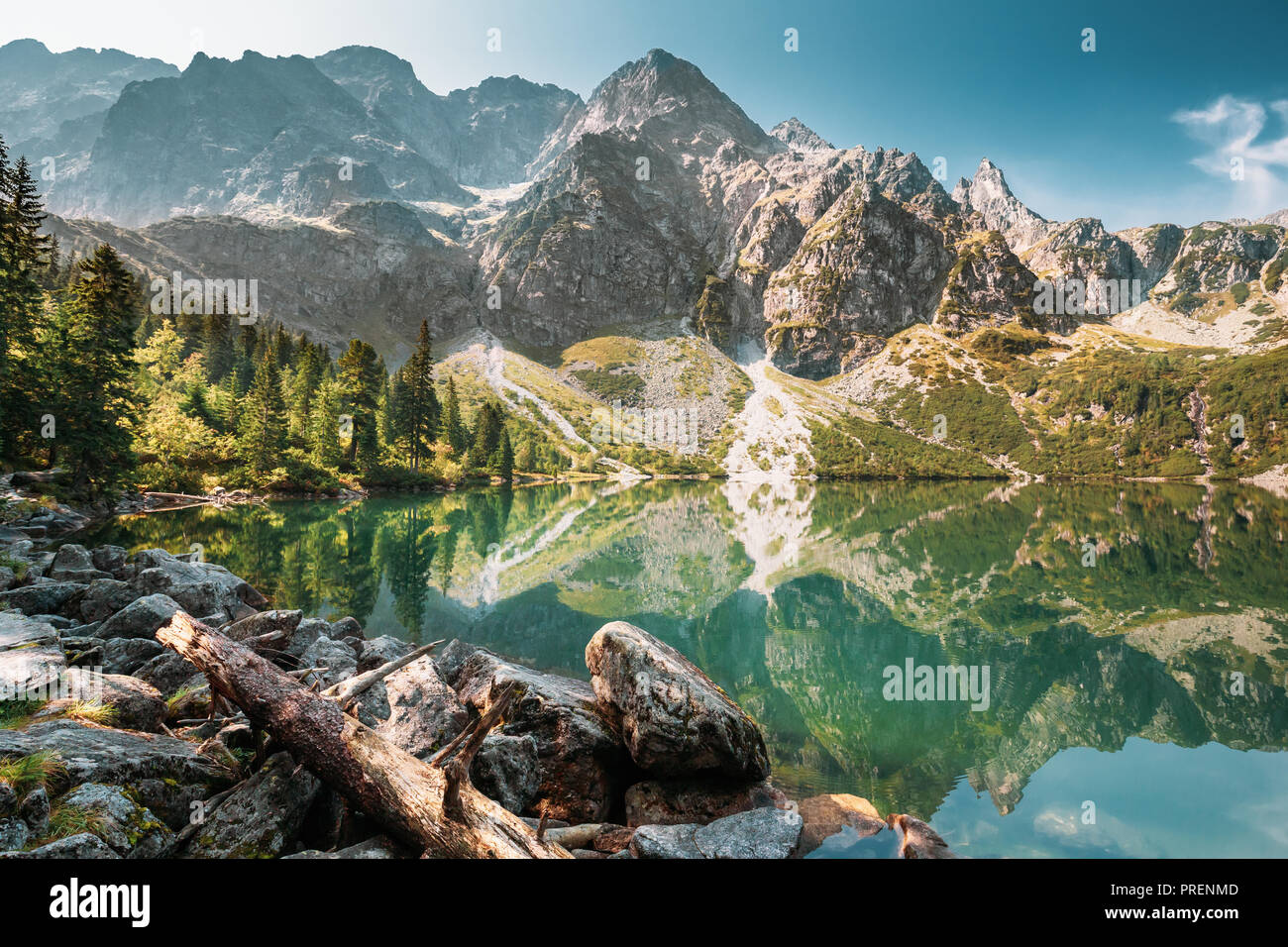 Tatra National Park, Poland. Famous Mountains Lake Morskie Oko Or Sea