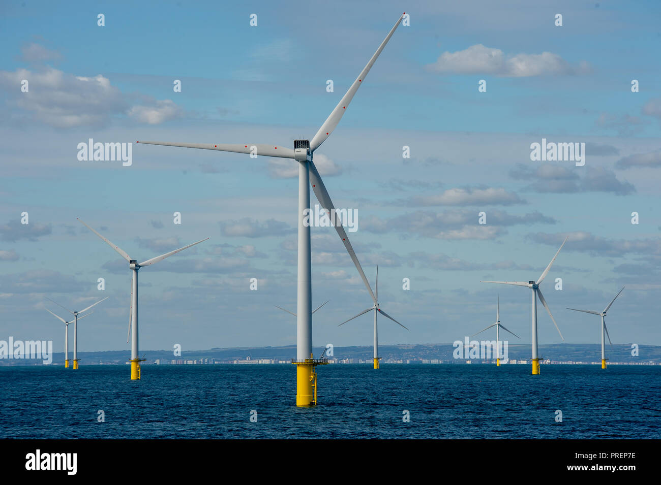 Scenes of the Rampion windfarm off the coast of Brighton, Sussex, UK Stock Photo
