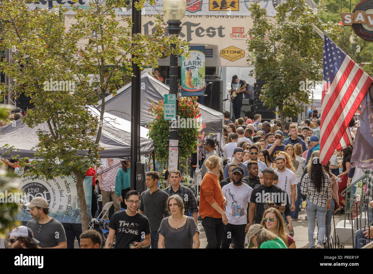 LarkFest on Lark Street in Albany, New York, has become the largest one-day upstate street festival. Stock Photo