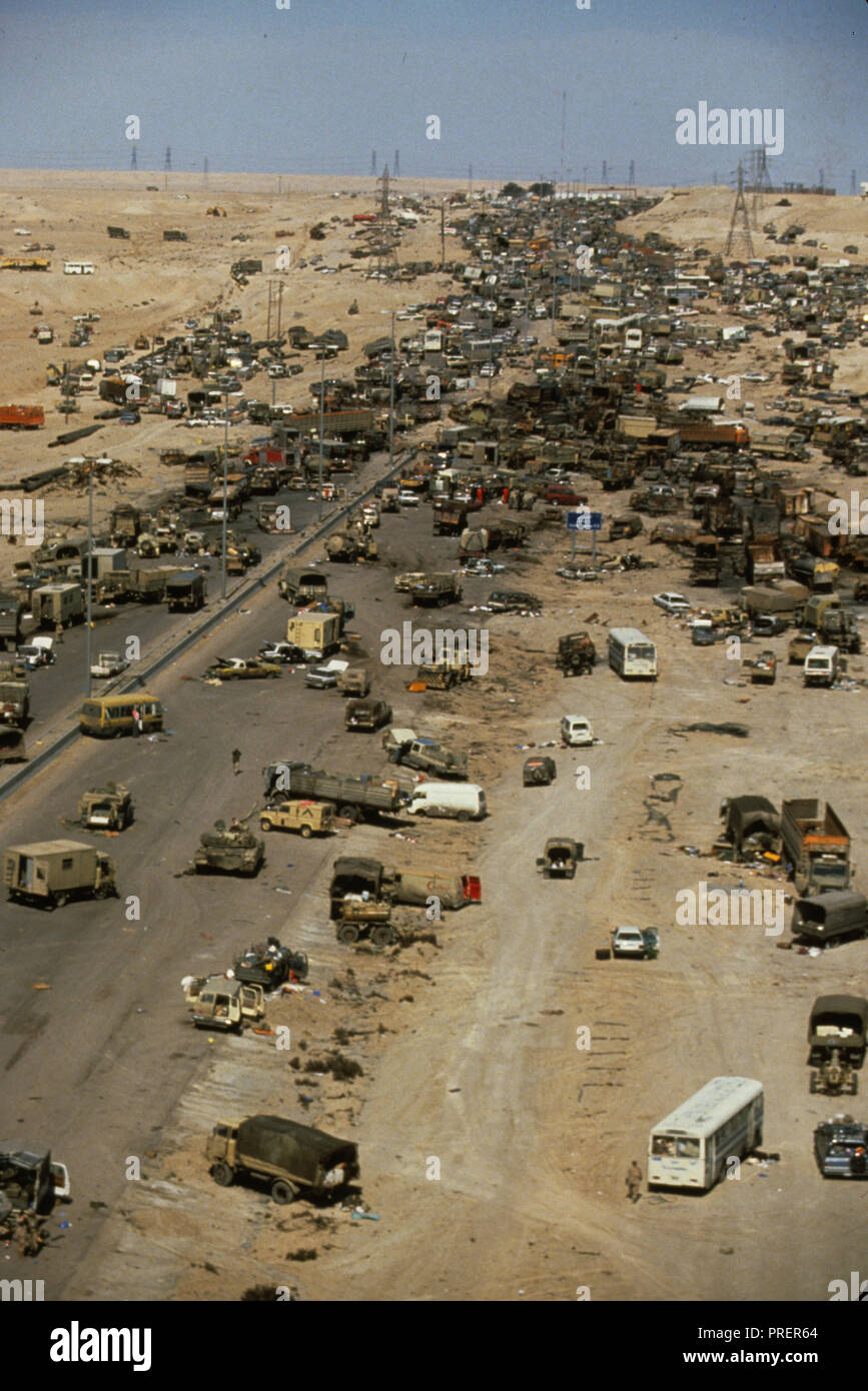 The Highway of Death in Gulf War One.    Photograph by Dennis Brack bb24 Stock Photo