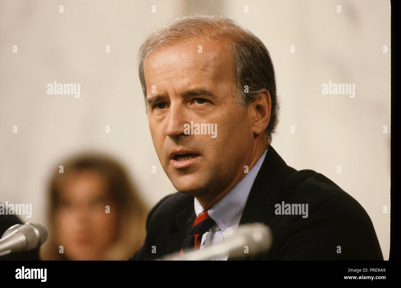Chairman Joe Biden at the confirmation hearings of Clarence Thomas to be an associate justice of the Supreme Court.  Photograph by Dennis Brack bb24 Stock Photo