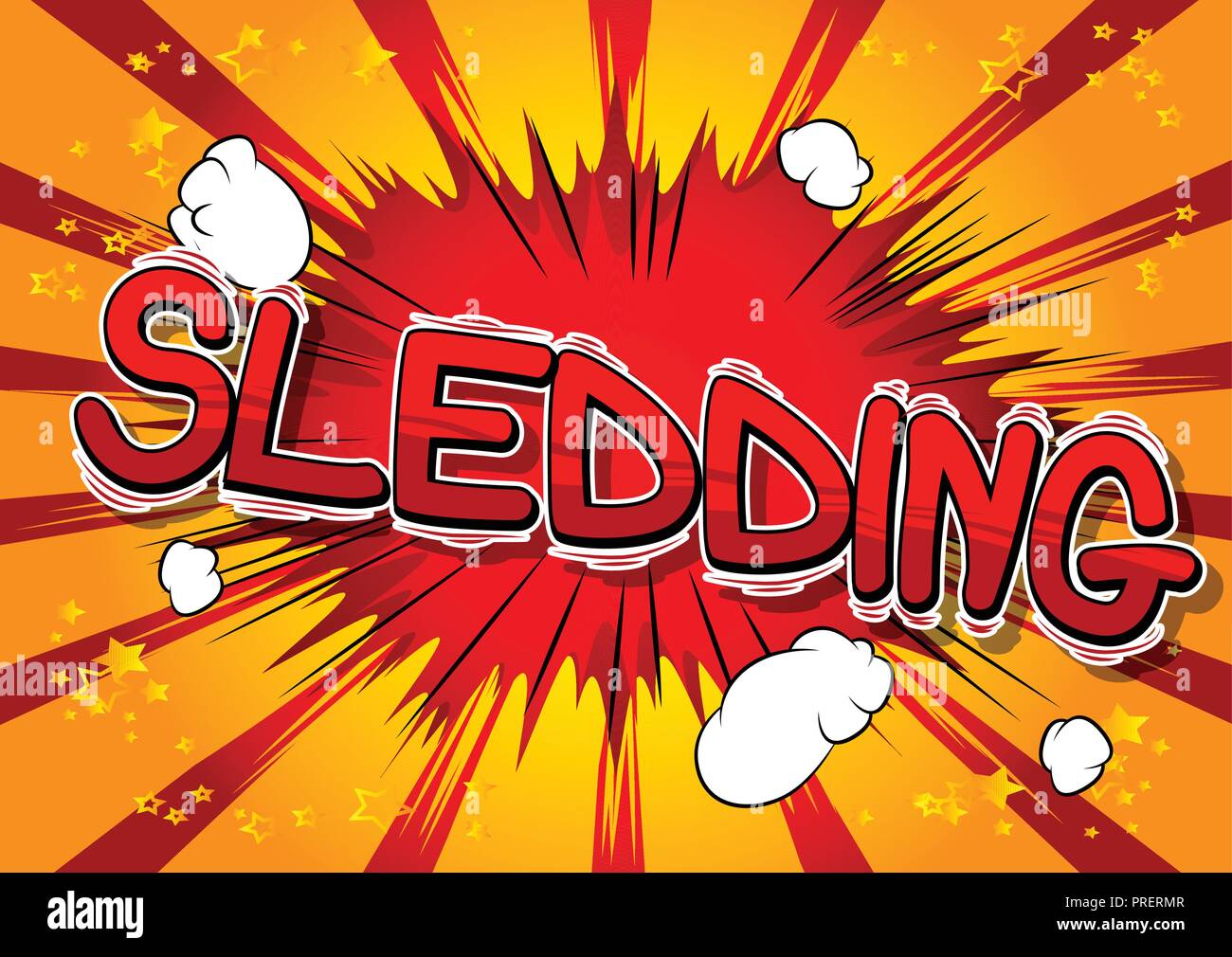Sledding - Vector illustrated comic book style phrase. Stock Vector