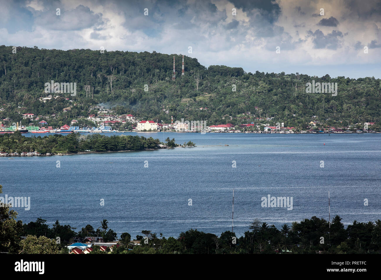 Scenic view of Manokwari harbour, West Papua, Indonesia Stock Photo