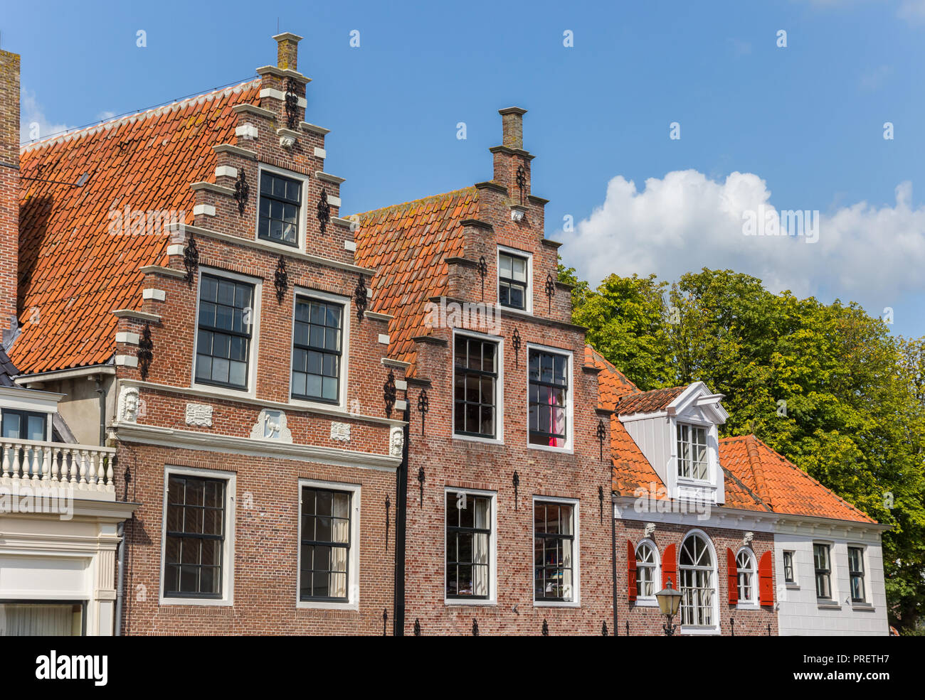 Historic gables at the cheese market of Edam, Holland Stock Photo