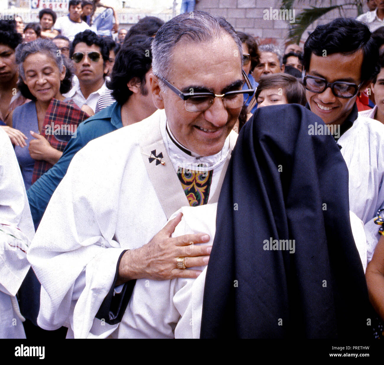 The martyr Oscar Romero of El Salvador is greeted by an