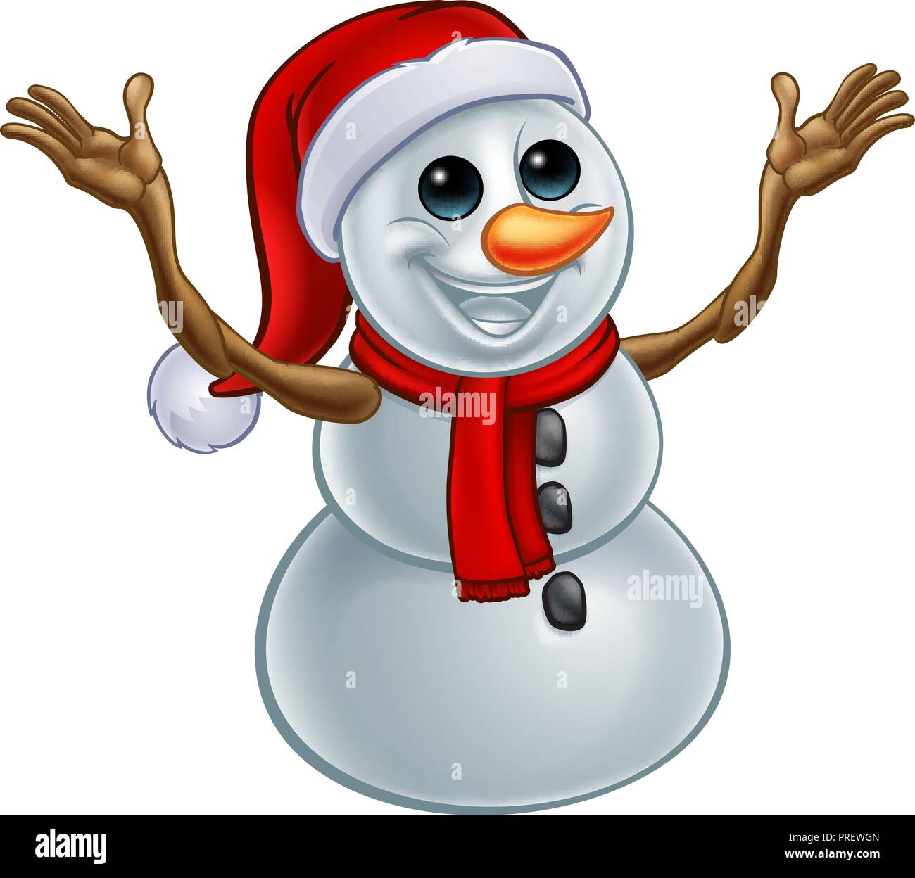 Snowman Christmas Santa Hat Cartoon Stock Vector