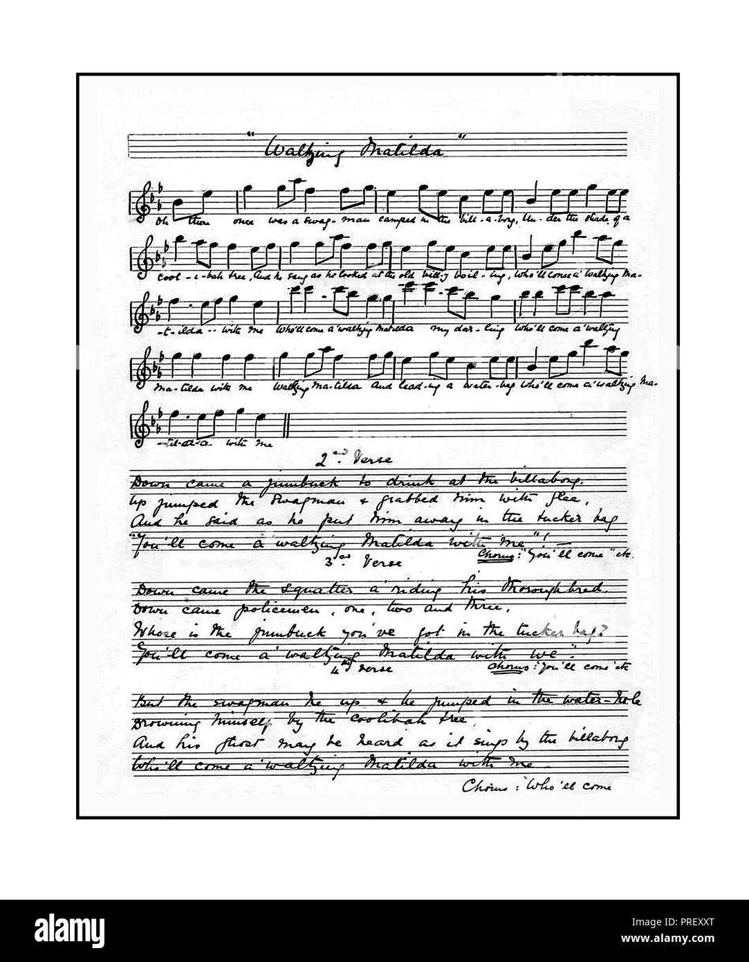 Waltzing Matilda Australian Bush Ballad ca.1895 Stock Photo