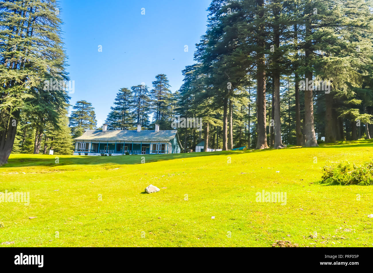 Cottage In Hill Station Of Grass Field In Park Or Garden