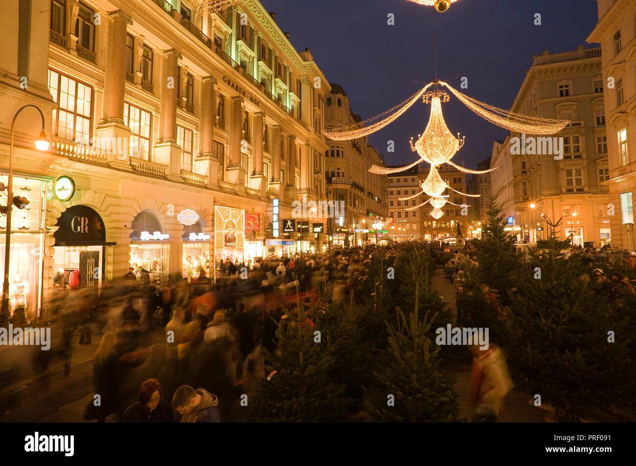 Wien, Weihnachten am Graben - Vienna, Downtown, Christmas Stock Photo