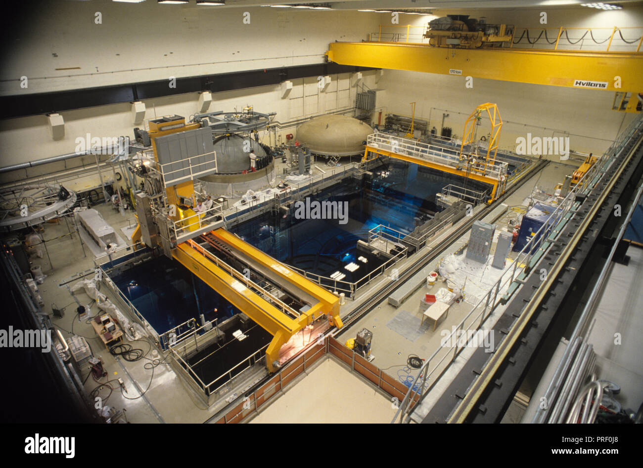 The nuclear reactor at Forsmark with the lid off during re-loading. Forsmark is located on the coast of Uppland about 100 miles north of Stockholm, Sweden Stock Photo