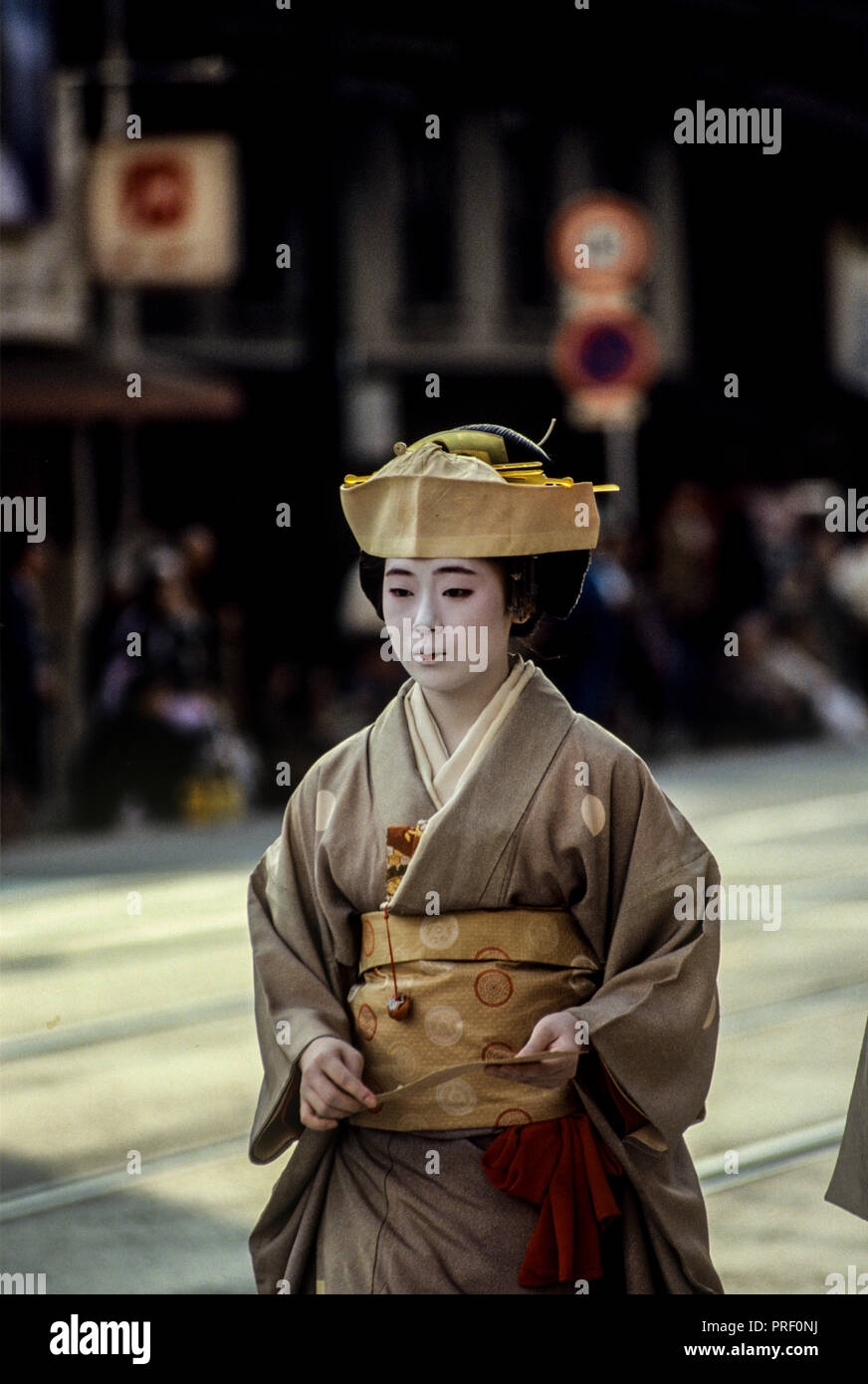 A woman in traditional costume at the Festival of the Ages, Jidai Matsuri, in Kyoto, Japan Stock Photo