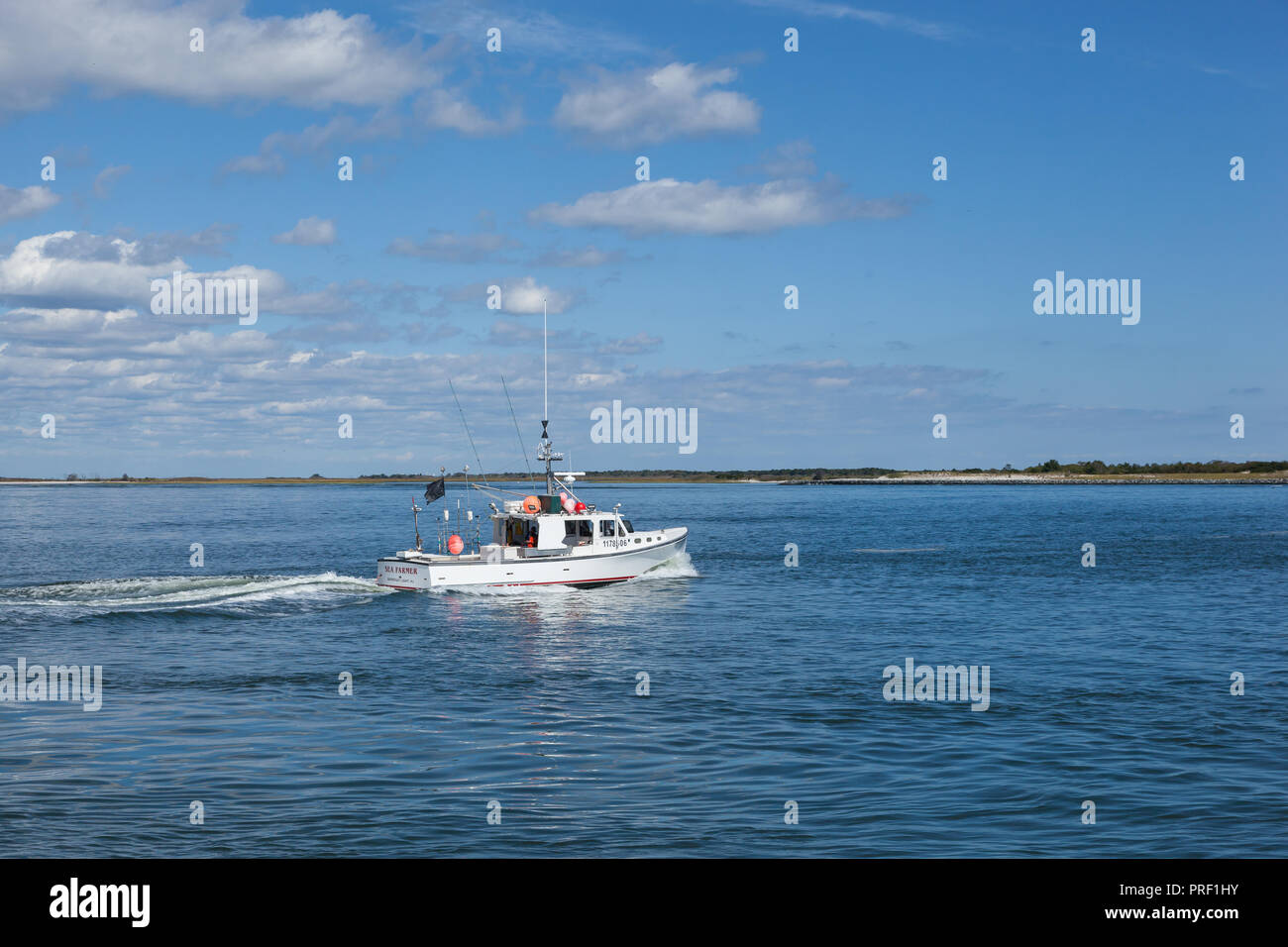 BARNEGAT LIGHT, NJ September 29, 2017 A fishing boat navigates the