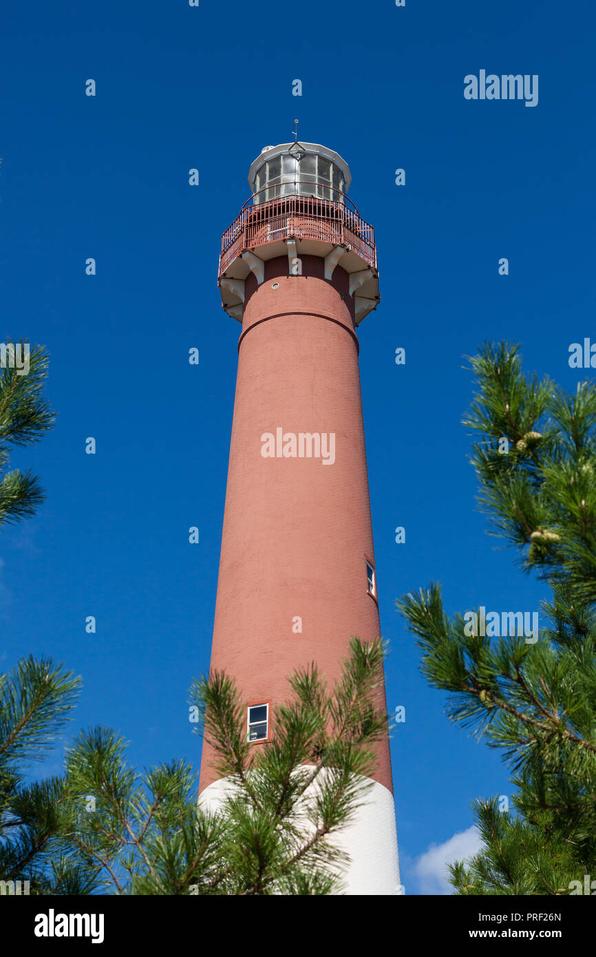 A view of the historic Barnegat Lighthouse on Long Beach Island. Commonly known as Old Barney. Stock Photo