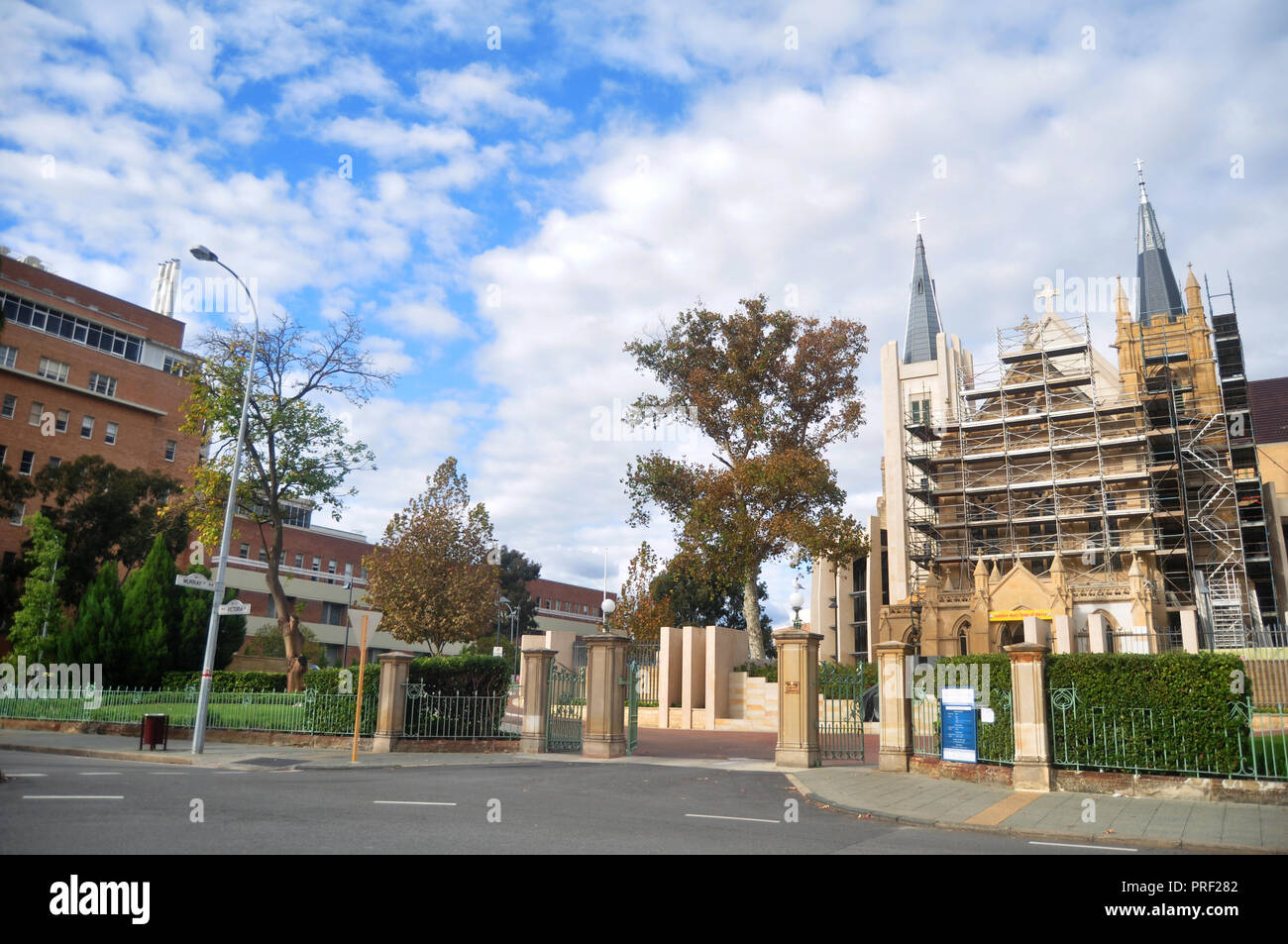 Renovate St Mary's Cathedral for australian people and foreigner travelers visit travel and respect praying at Perth Lord street on May 29, 2016 in Pe Stock Photo