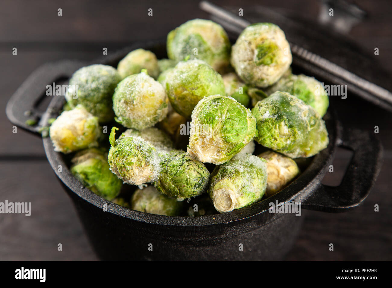 Frozen brussles sprouts Stock Photo
