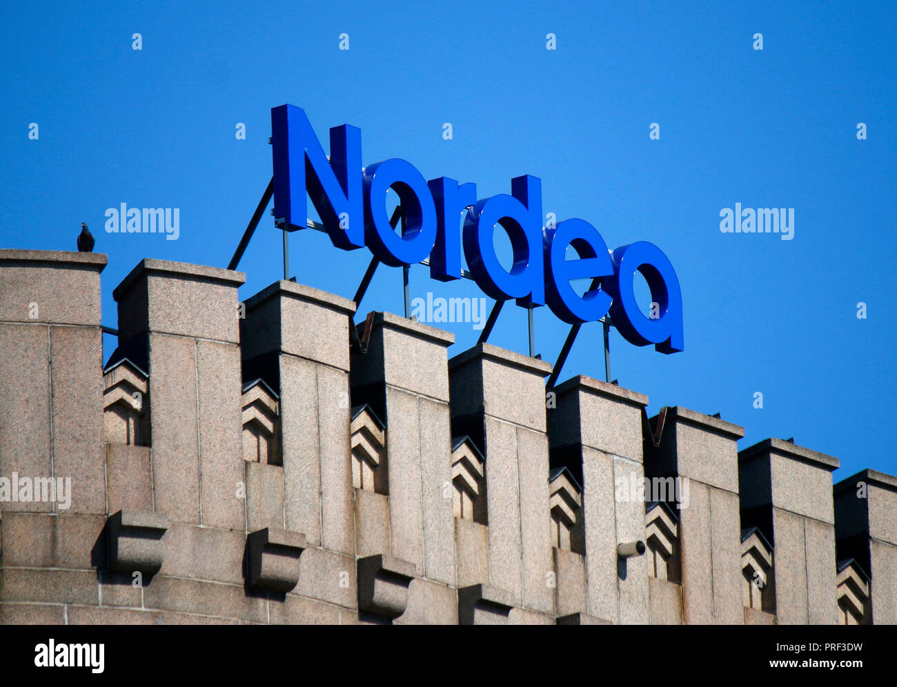 das Logo der Marke/ the logo of the brand 'Nordea', Helsinki   (nur fuer redaktionelle Verwendung. Keine Werbung. Referenzdatenbank: http://www.360-be Stock Photo