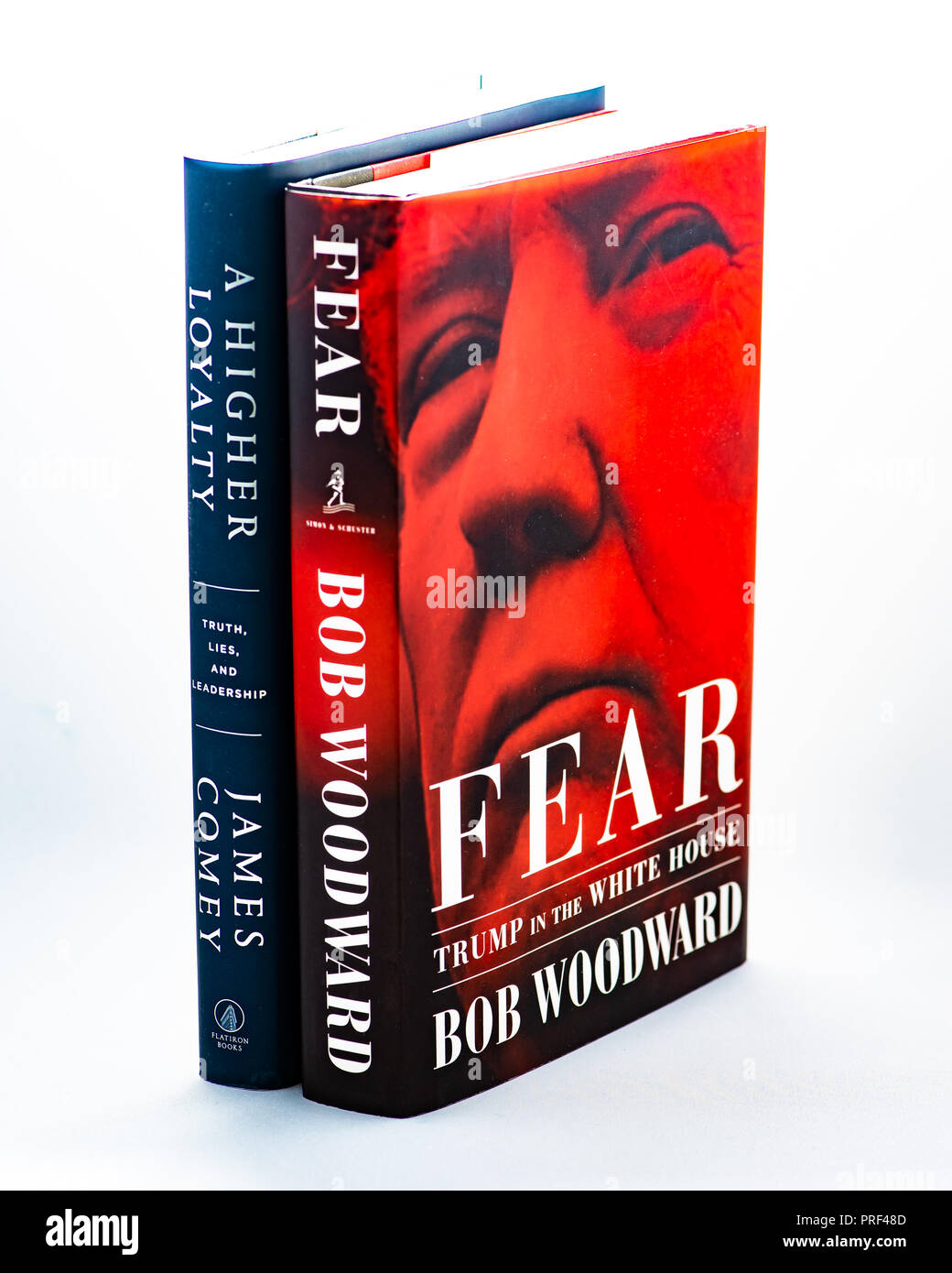 Two new books, A Higher Loyalty and Fear - Trump in the White House, about the state of affairs in US government with current president Donald Trump Stock Photo