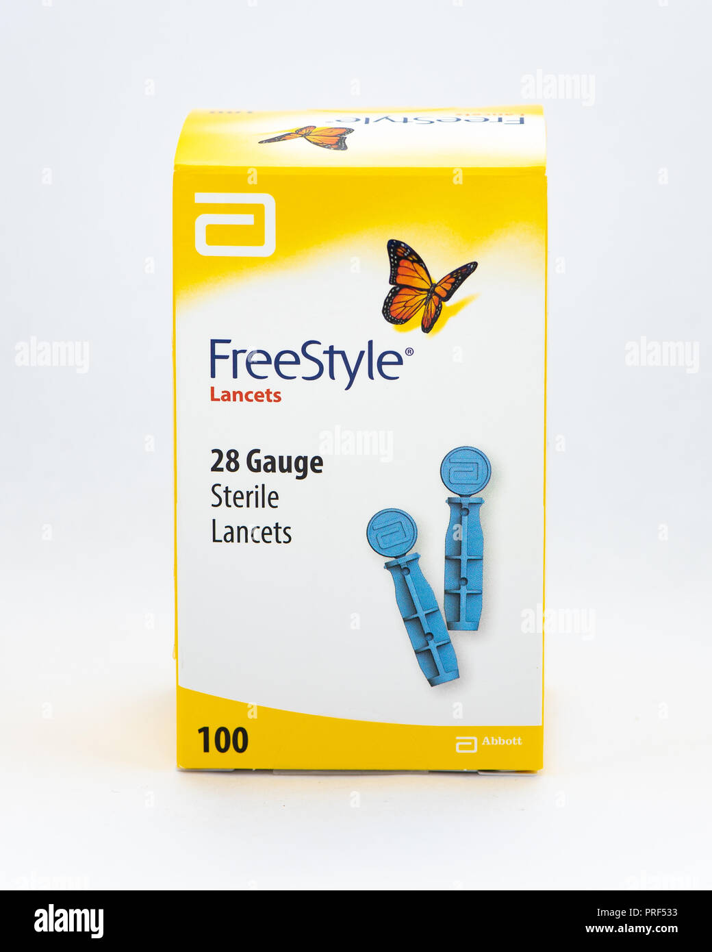 A box of FreeStyle sterile lancets for blood testing Stock Photo Alamy