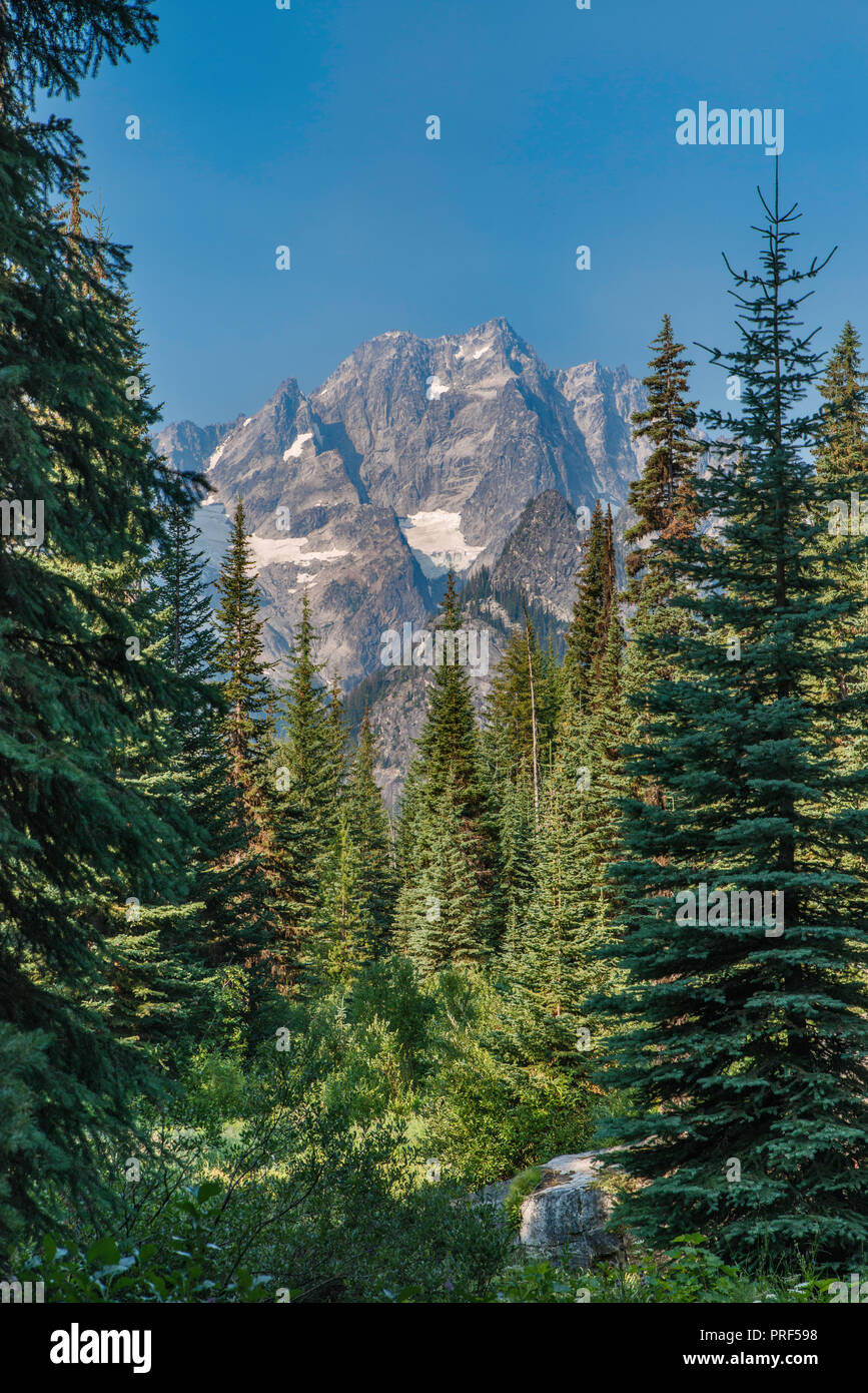 Mount Stuart massif, from Stuart Lake Trail, Alpine Lakes Wilderness, Central Cascades, Washington state, USA Stock Photo